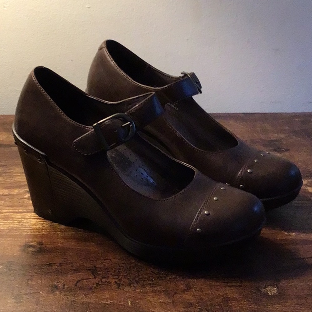 Dansko chocolate brown, Mary Jane platforms